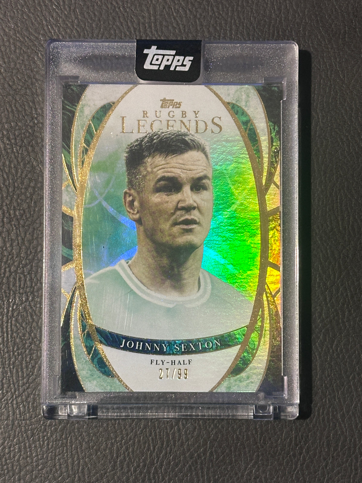 Johnny Sexton 2026 Topps Rugby Legends Green /99 Colour Match, Encased