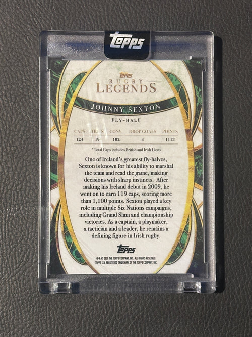 Johnny Sexton 2026 Topps Rugby Legends Green /99 Colour Match, Encased